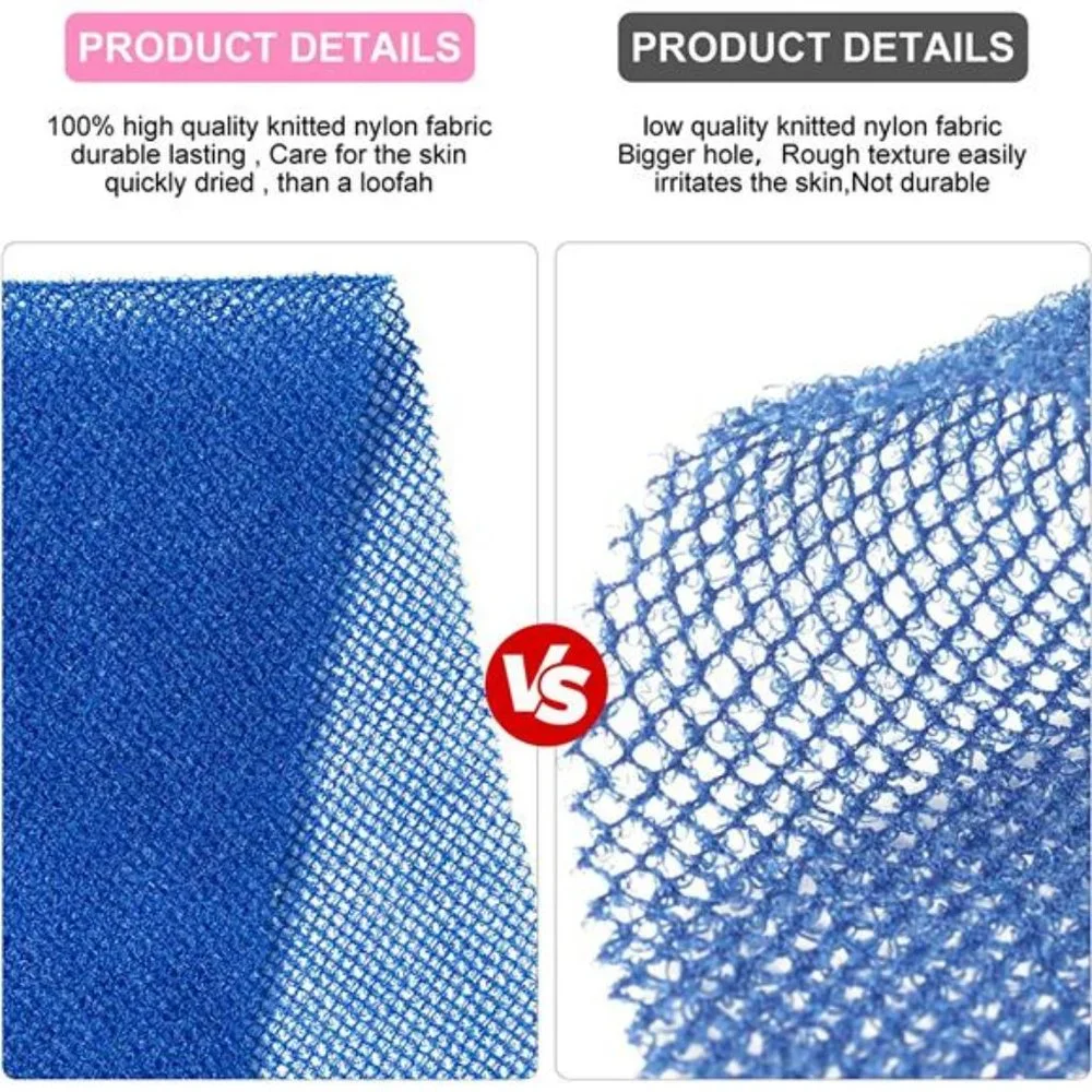 3 Pieces African Net Sponge Long Net Bath Sponge Exfoliating Shower Body Scrub